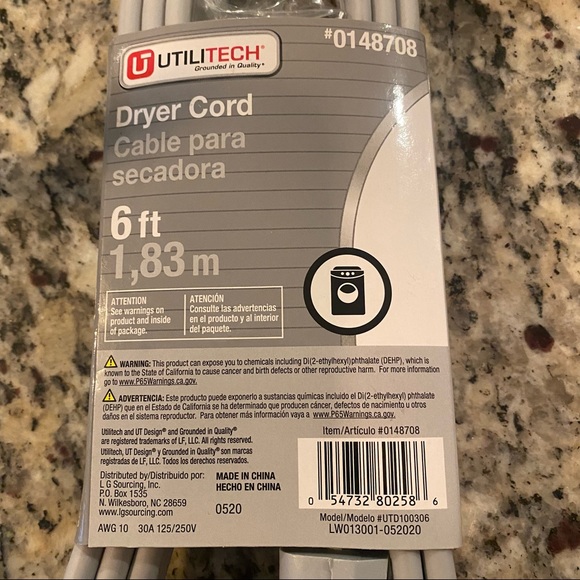 Utilitech Dryer Cord 10 Gauge - Picture 2 of 6
